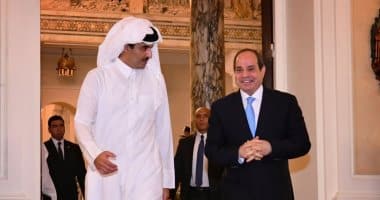 الأمير تميم بن حمد يستقبل الرئيس السيسى